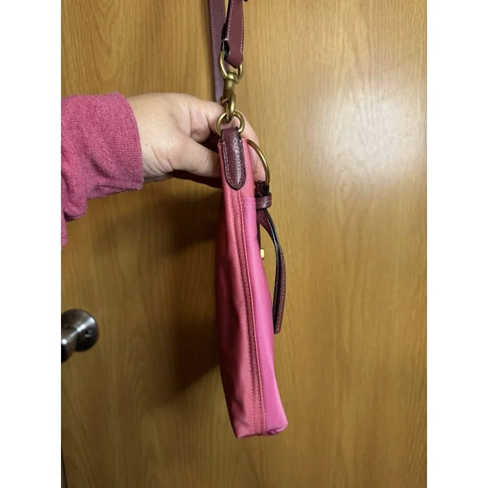 COACH Cargo Crossbody Bag Colorblock Nylon Pink Burgundy Style No 945